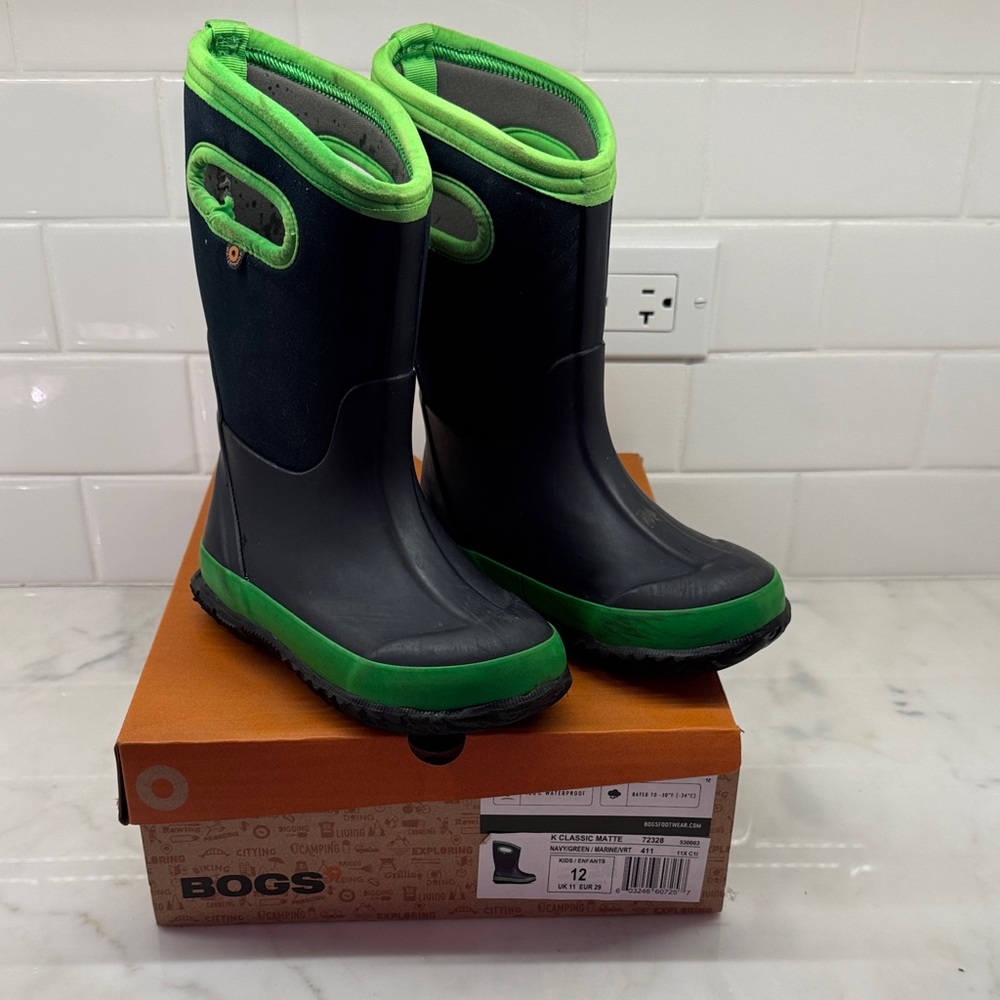 BOGS Kids Dark and Bright Green Boots